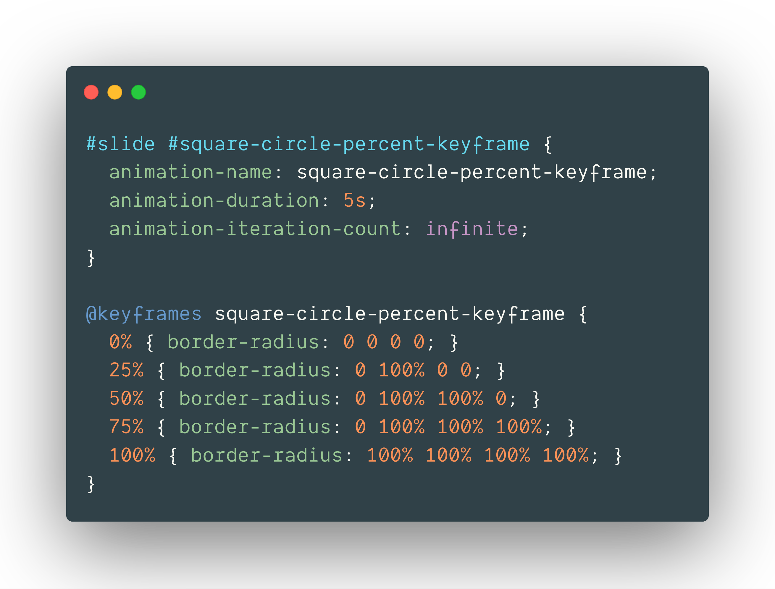 code for current slide animation